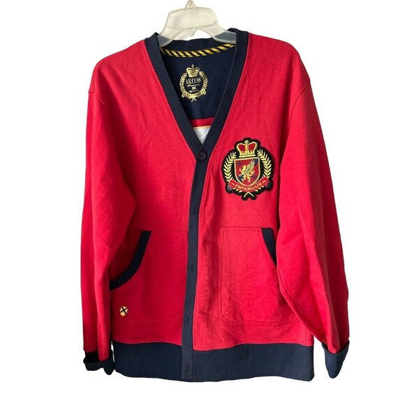 AK:CESS Royal Classic INFAMOUS Red Cardigan Cotton Emblem - Picture 2 of 11